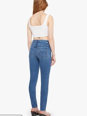 MOTHER High-Rise Looker Skinny Jeans in Blue Denim